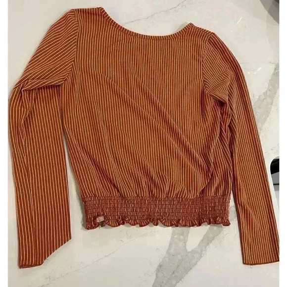 Sienna Sky Dark Orange and White Striped Long Sleeve Women’s Size Small - Picture 3 of 3